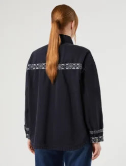 Giacca in bull di cotone - BLU MARINO