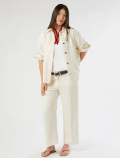 Giacca in bull di tencel e cotone - BIANCO