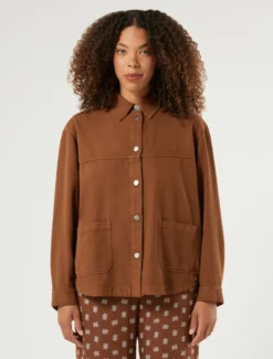 Giacca in bull di tencel e cotone - MARRONE