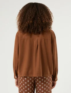 Giacca in bull di tencel e cotone - MARRONE