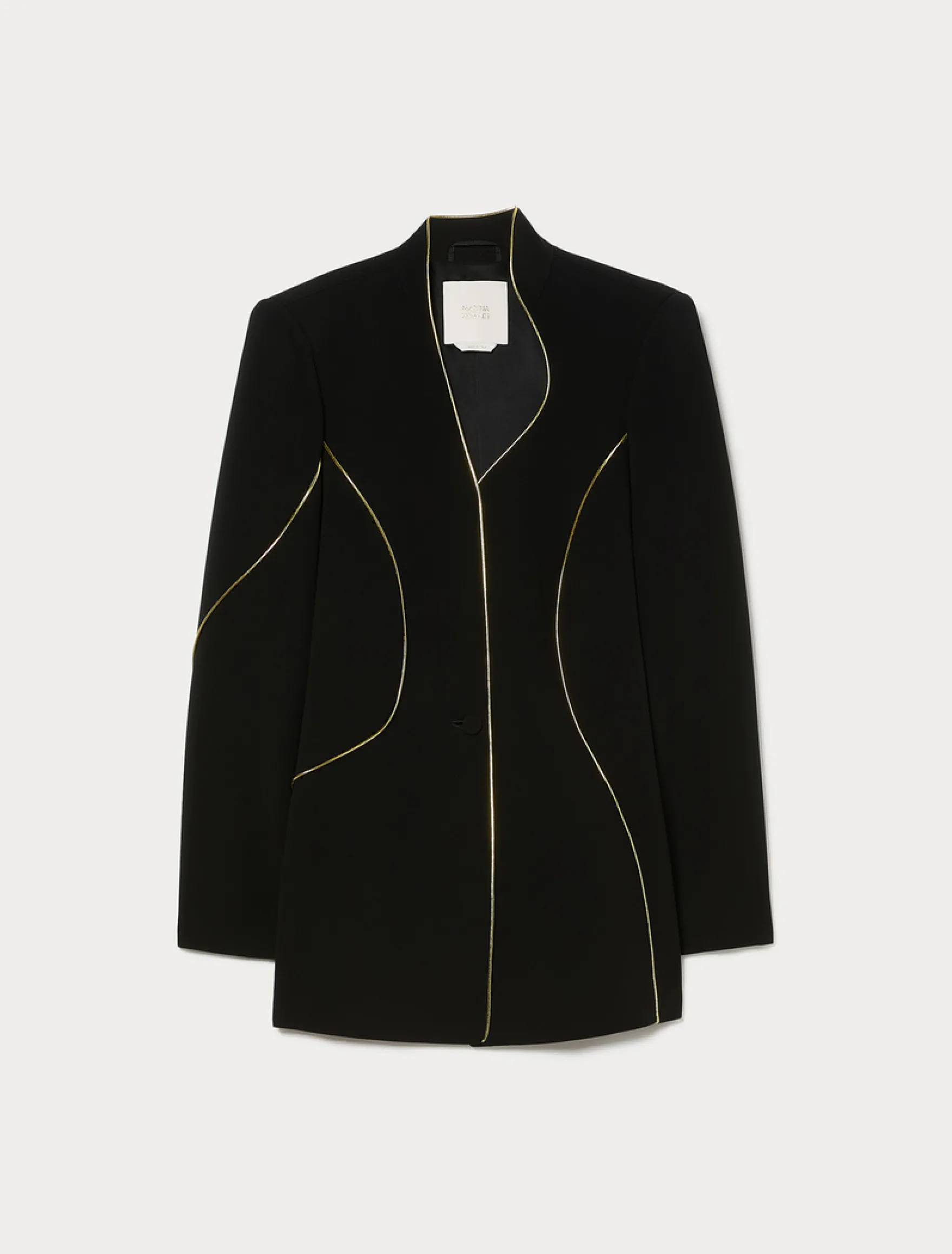 Giacca in cady con dettagli in piping - NERO