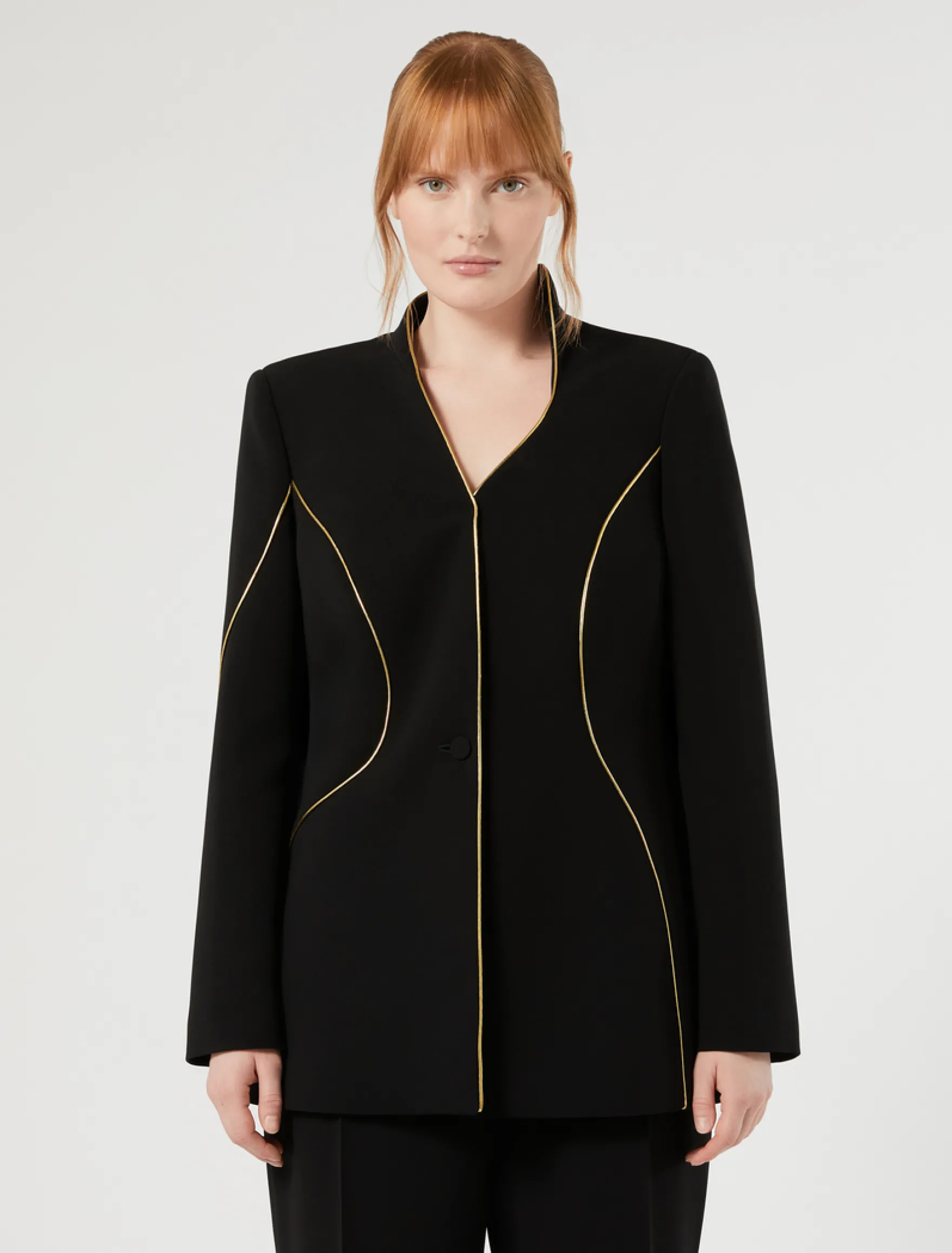 Giacca in cady con dettagli in piping - NERO