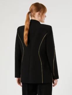 Giacca in cady con dettagli in piping - NERO