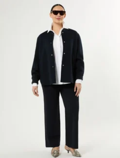 Giacca in double di misto lana - BLU MARINO