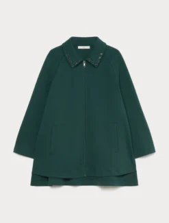 Giacca in jersey con ricamo - VERDE BOSCO