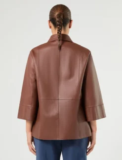 Giacca in nappa e jersey - MATTONE ROSSO