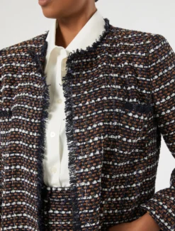 Giacca in tessuto ammagliato - BLU MARRONE