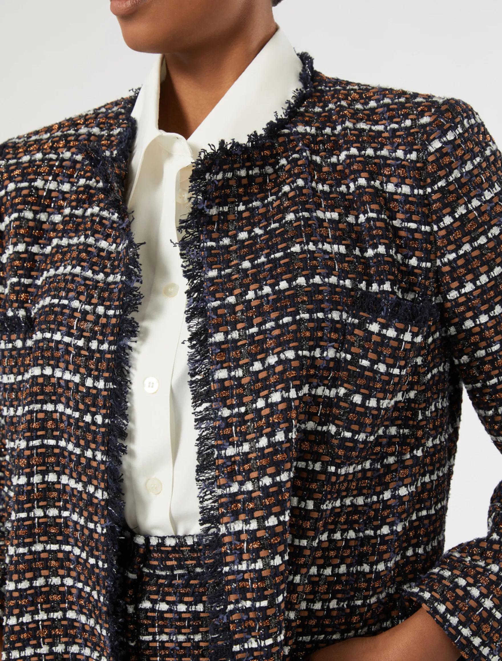 Giacca in tessuto ammagliato - BLU MARRONE