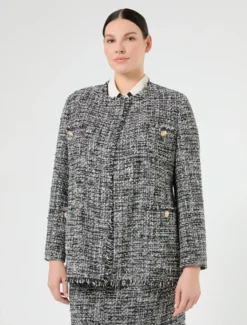 Giacca in tessuto ammagliato - NERO BIANCO