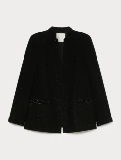 Giacca in tinto filo lamé con ricamo - NERO