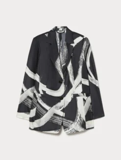 Giacca in twill di pura seta - NERO BIANCO