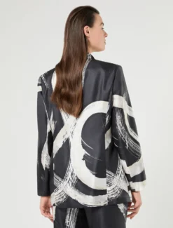 Giacca in twill di pura seta - NERO BIANCO