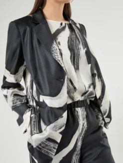 Giacca in twill di pura seta - NERO BIANCO