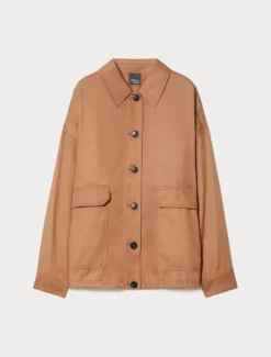 Giacca in twill di viscosa - CARAMELLO