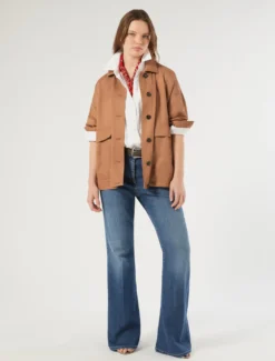 Giacca in twill di viscosa - CARAMELLO