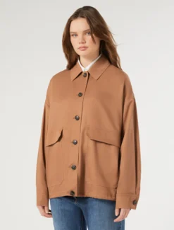 Giacca in twill di viscosa - CARAMELLO