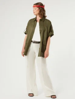 Giacca shariana in lino - VERDE KAKI