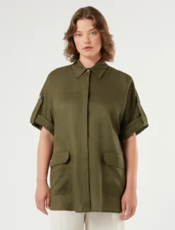 Giacca shariana in lino - VERDE KAKI