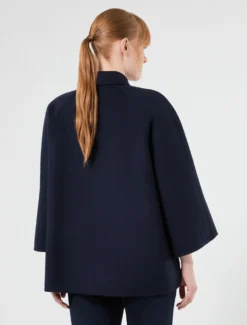 Giaccone in double di lana e cachemire - BLU NOTTE