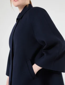 Giaccone in double di lana e cachemire - BLU NOTTE
