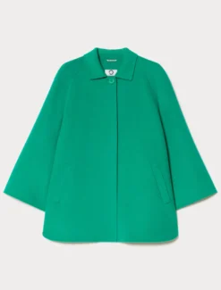 Giaccone in double di lana e cachemire - VERDE SMERALDO