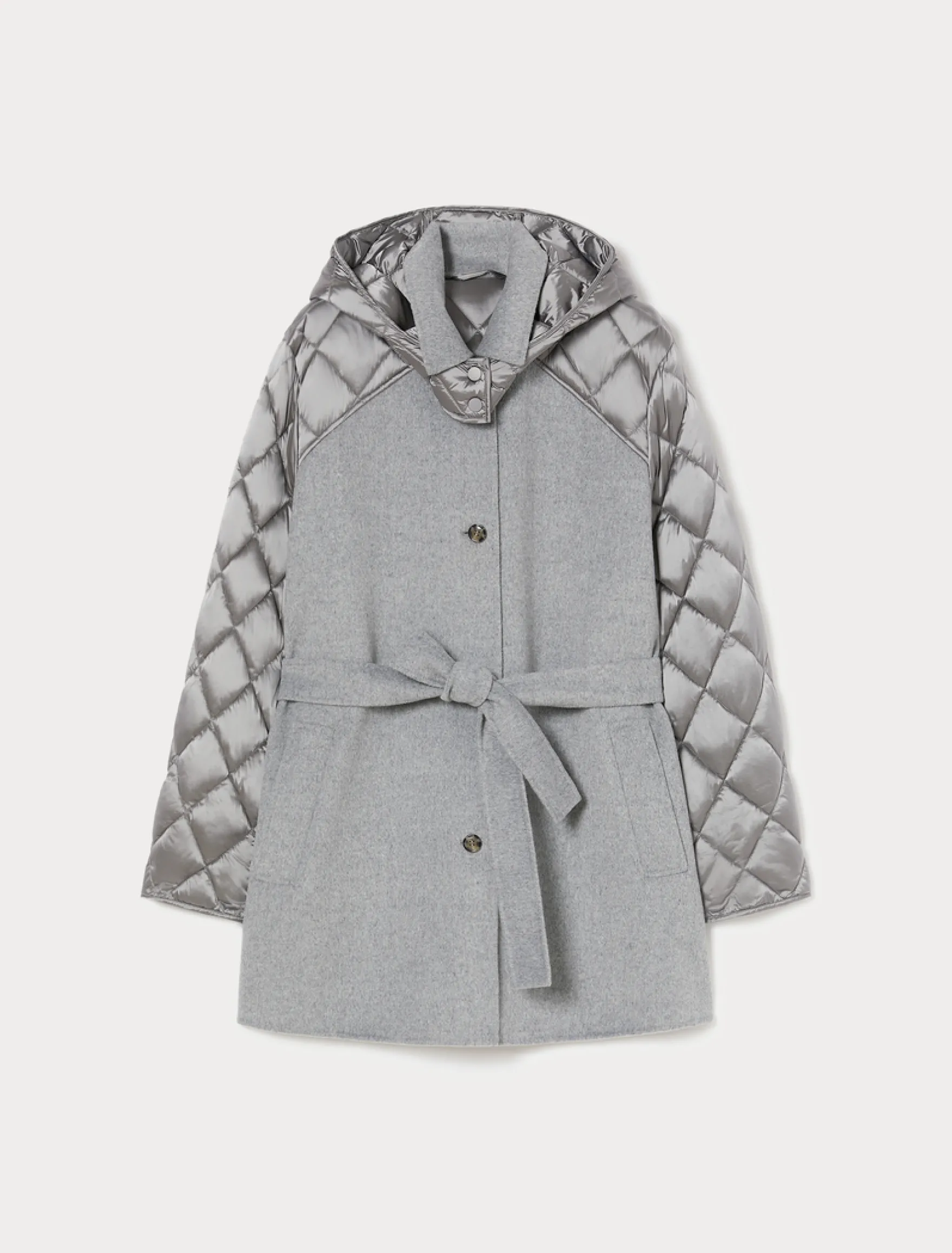 Giaccone in double di misto lana e nylon - GRIGIO MEDIO