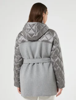 Giaccone in double di misto lana e nylon - GRIGIO MEDIO
