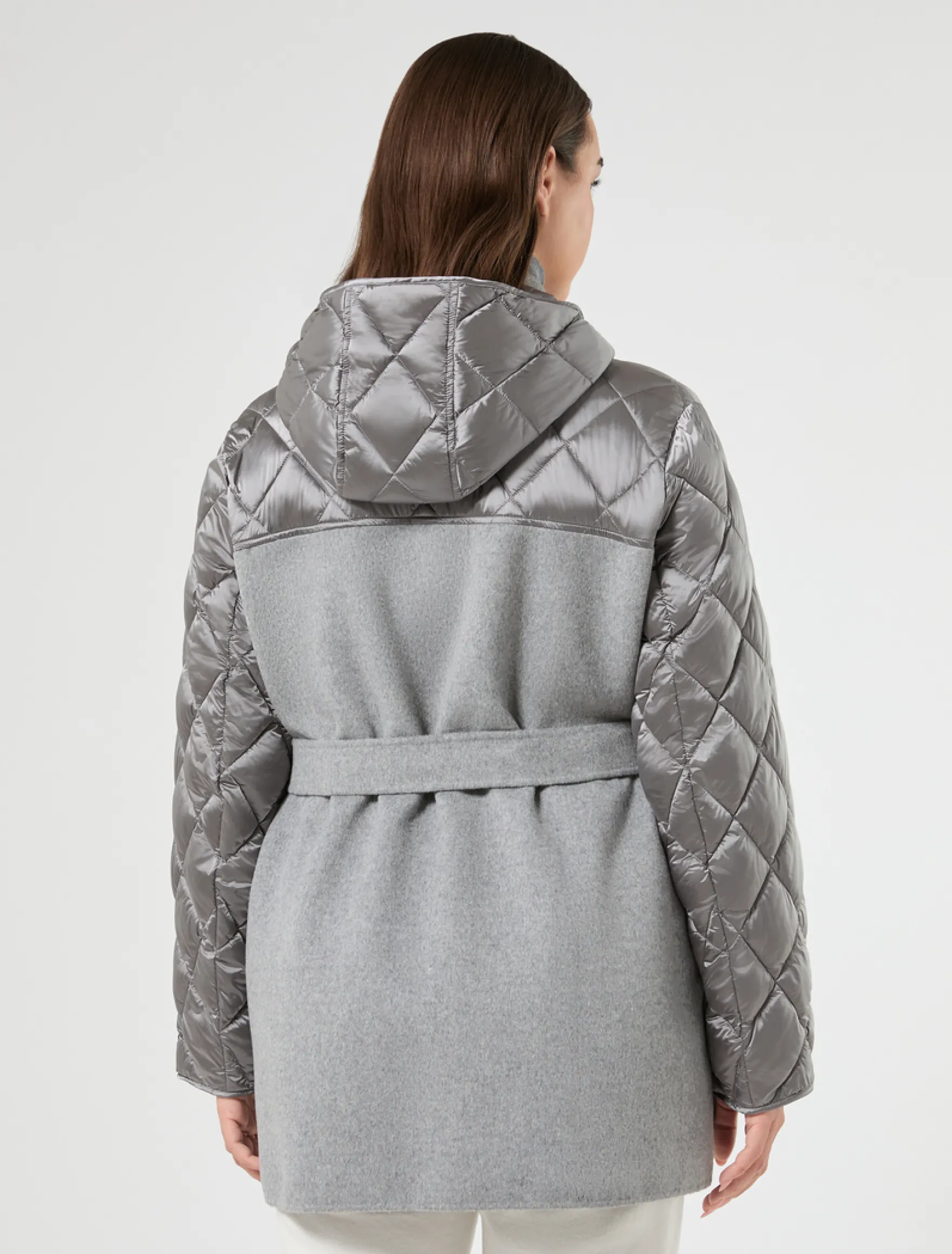 Giaccone in double di misto lana e nylon - GRIGIO MEDIO