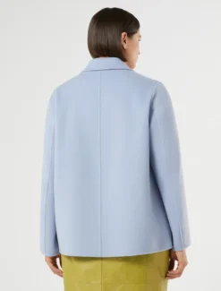 Giaccone in double di pura lana - AZZURRO