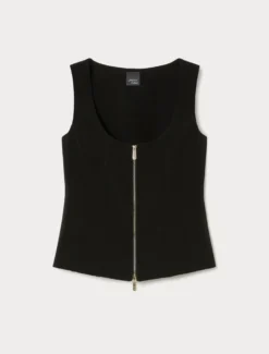 Gilet in tessuto diagonale - NERO