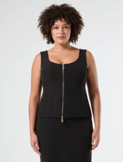 Gilet in tessuto diagonale - NERO