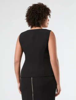 Gilet in tessuto diagonale - NERO
