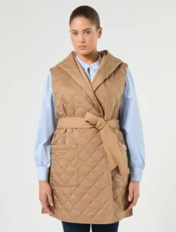 Gilet reversibile in jersey scuba e nylon - CAMMELLO