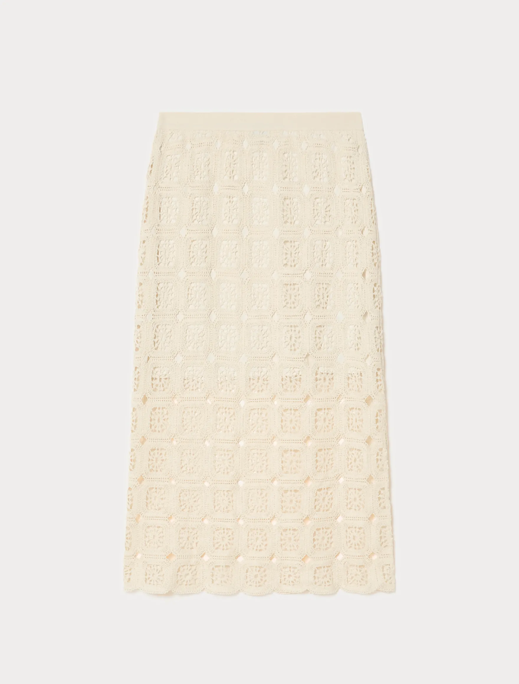Gonna a tubino in crochet di cotone - ECRU