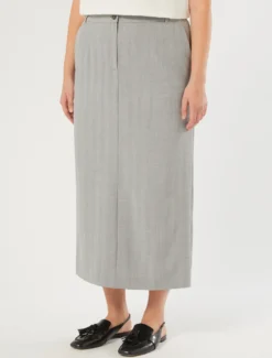 Gonna a tubino in twill - GRIGIO MEDIO