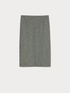 Gonna in double di lana stretch - BIANCO NERO