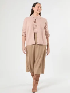 Gonna in flanella stretch - CAMMELLO