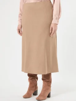 Gonna in flanella stretch - CAMMELLO