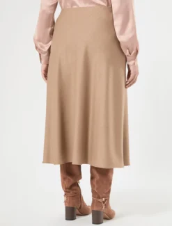 Gonna in flanella stretch - CAMMELLO