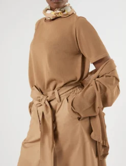 Gonna in gabardina di cotone stretch - BISCOTTO