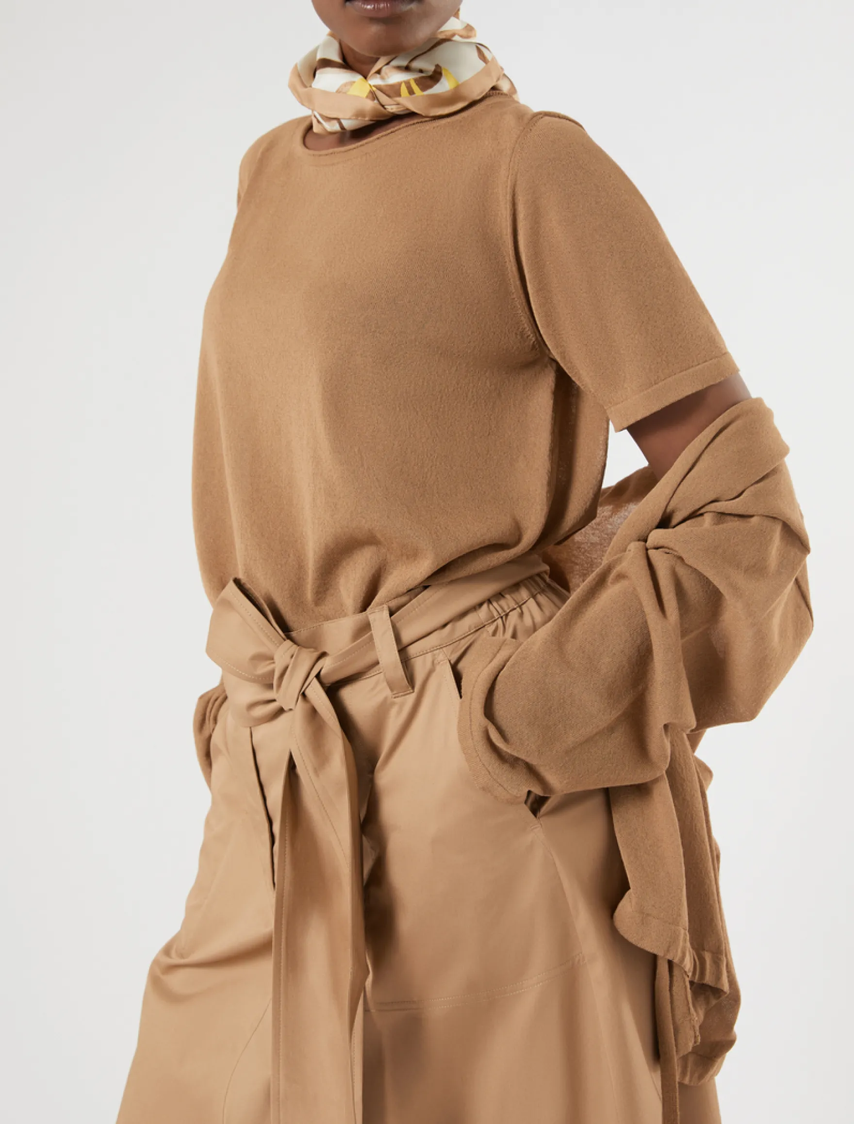 Gonna in gabardina di cotone stretch - BISCOTTO