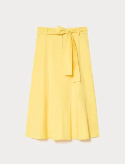 Gonna in gabardina di cotone stretch - GIALLO