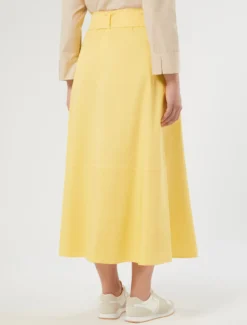 Gonna in gabardina di cotone stretch - GIALLO