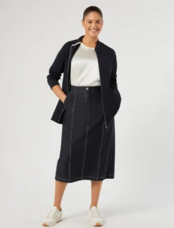 Gonna in jersey denim - BLU NOTTE