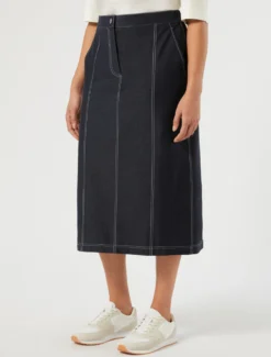 Gonna in jersey denim - BLU NOTTE