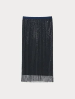 Gonna in jersey rete con strass - BLU NOTTE