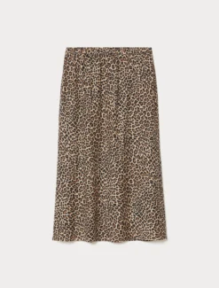 Gonna in lino e cotone - BEIGE SFUMATO