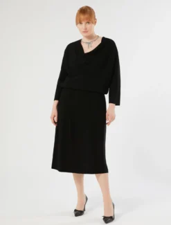 Gonna in maglia di viscosa - NERO