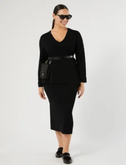 Gonna in maglia di viscosa - NERO