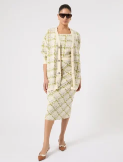 Gonna in maglia jacquard - BIANCO AVORIO